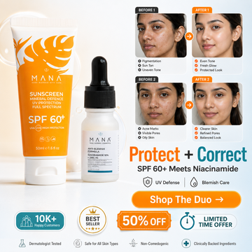 MANA Daily Skin Defense Duo – Mineral Defense Sunscreen SPF 60+ & Anti-Blemish Serum – Reduces Acne Marks, Oily T-Zone, Pigmentation & Large Pores