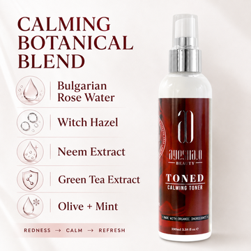 Ayesha O Beauty TONED Calming Toner – Rose Water + Calm Care – Instant Freshness, Balances Skin Feel – Alcohol-Free, Lightweight Mist – Soothes Redness, Hydrates, Refines Pores